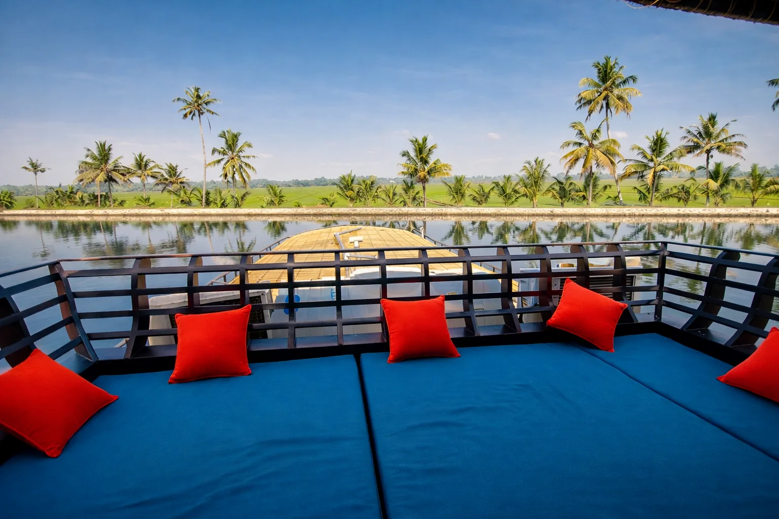 Backwater and palm views from a Layanila houseboat