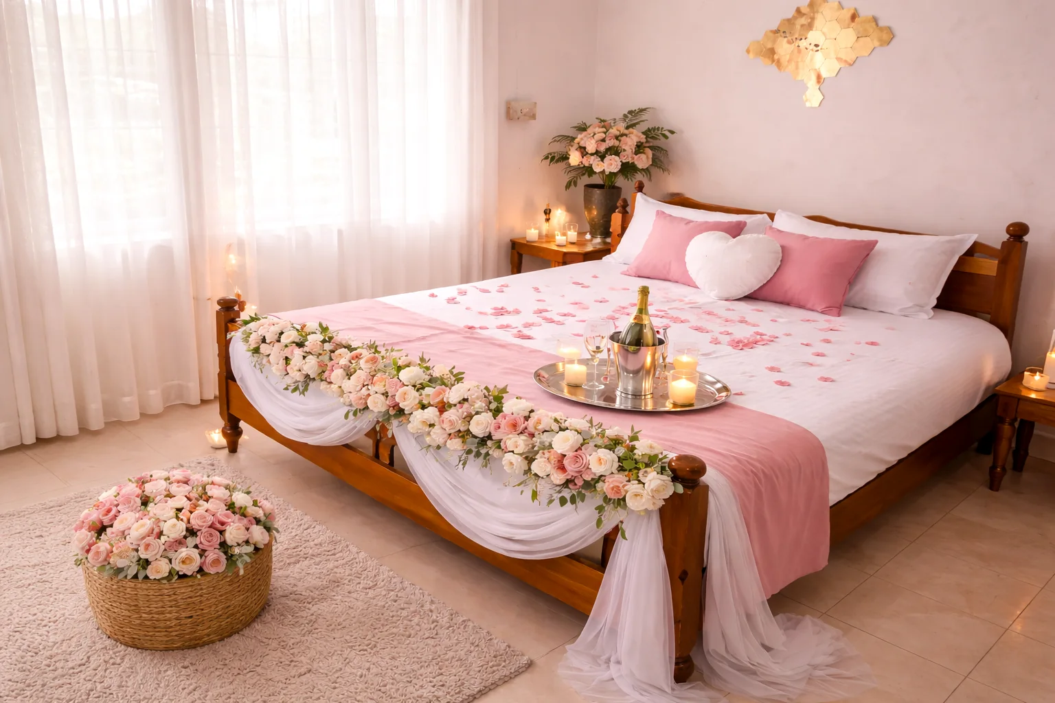 Decorated guest bedroom at Layanila